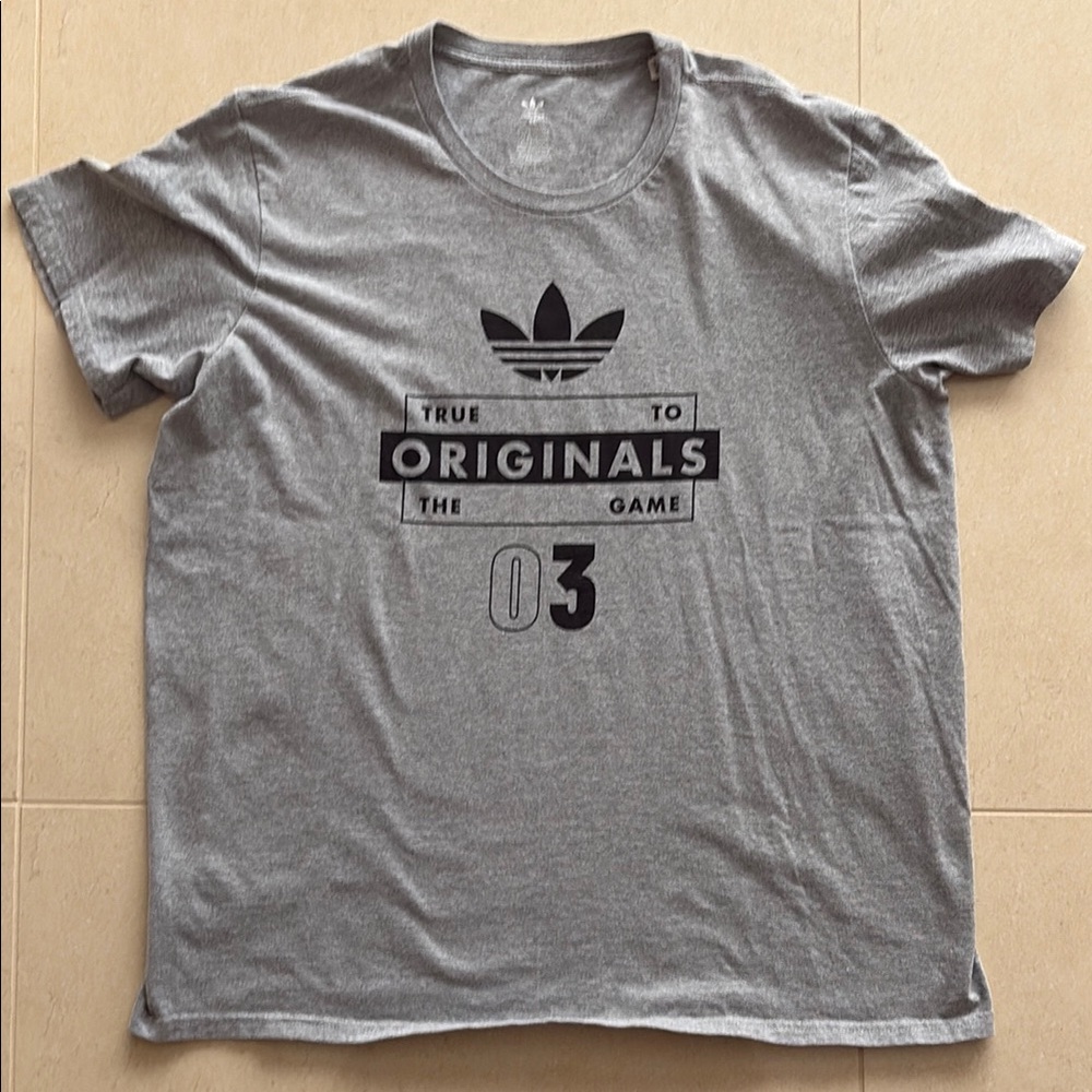 Adidas Gray Originals Tee with Black Graphic size XL. Excellent condition.